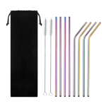 Set 8 Sorbetes/Cañitas de Acero + 2 Limpiadores - Arcoiris