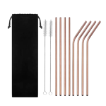 Set 8 Sorbetes/Cañitas de Acero + 2 Limpiadores - Cobrizo