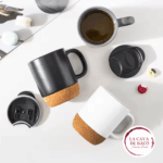 Mug de Cerámica con base de corcho + tapa antiderrame - Imagen 2