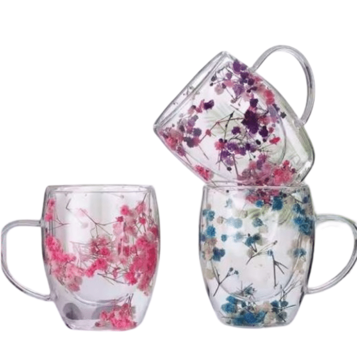 Taza de borosolicatodole pared con flores secas internas - Imagen 2